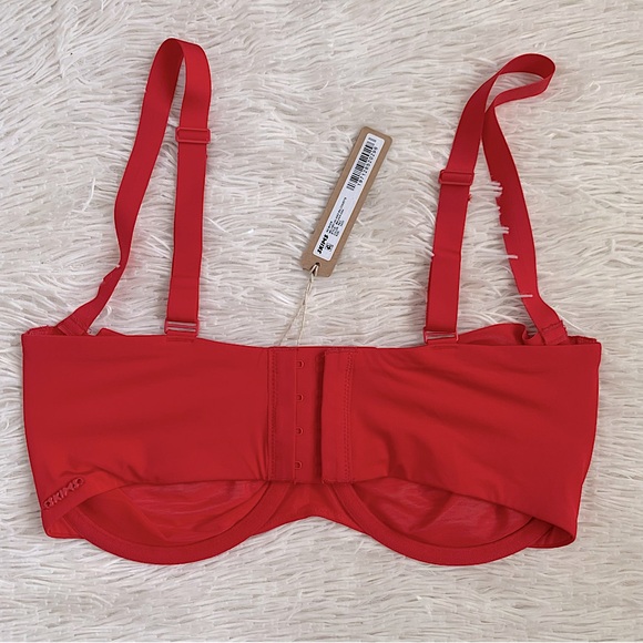 SKIMS No Show Molded Unlined Sheer Red Balconette Bra •NWT - Picture 4 of 6